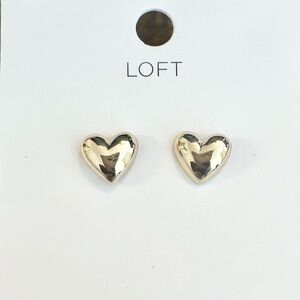 LOFT Shiny Gold Heart Stud Earrings NWT